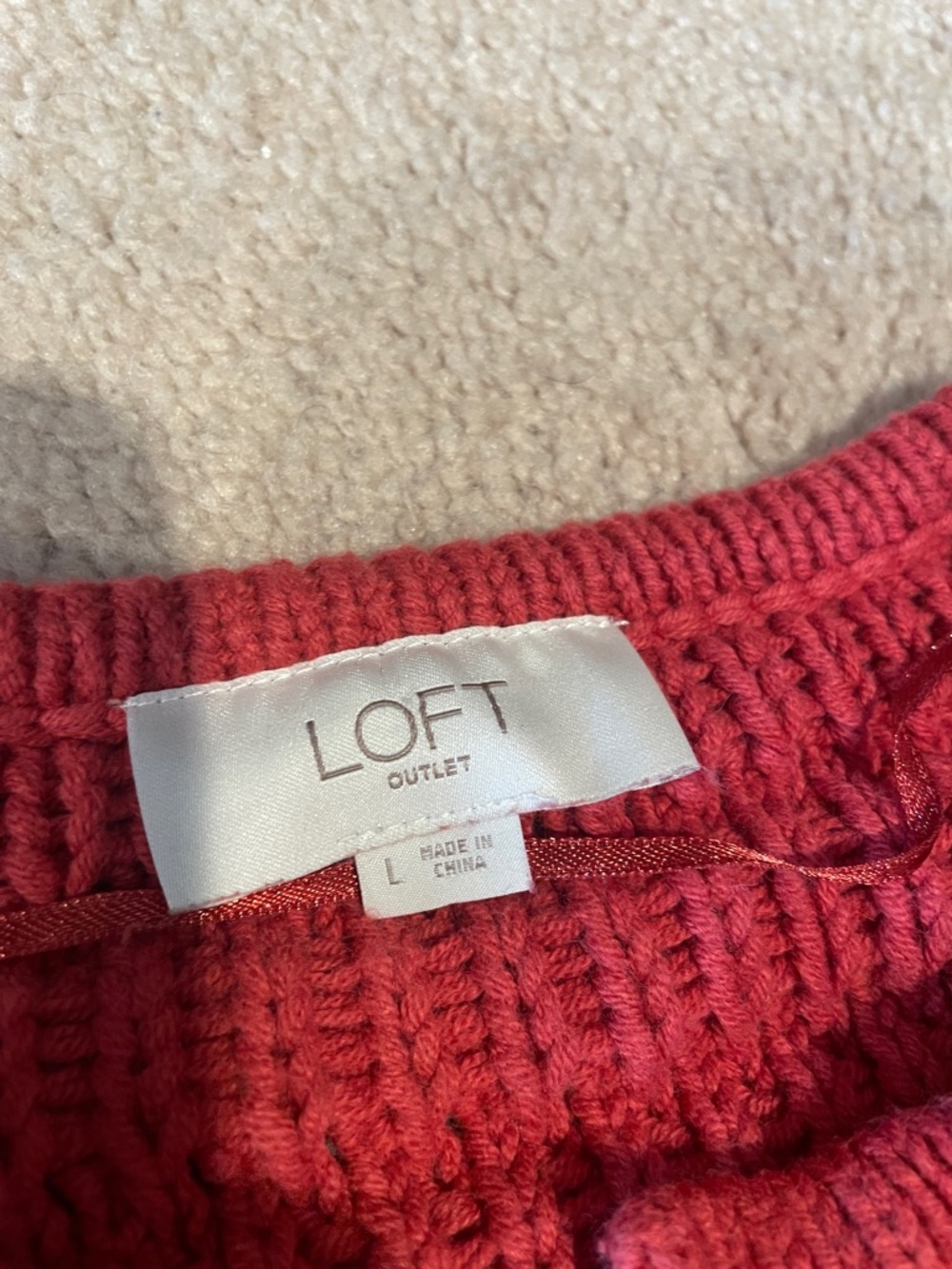 LOFT Red Knit Button-Front Cardigan - Picture 2 of 4